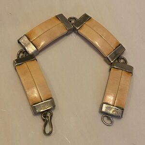 Antique Bone Silver Tone Bracelet / 1930’s